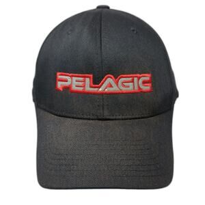 Pelagic Baseball Cap Black Red Gray XL Swordfish Marlin Fishing Flexfit Hat